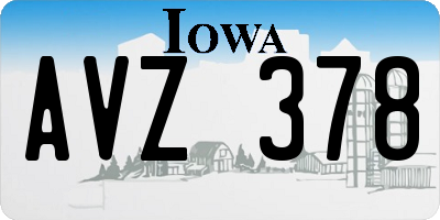 IA license plate AVZ378