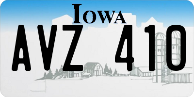 IA license plate AVZ410