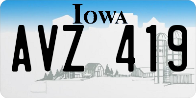 IA license plate AVZ419