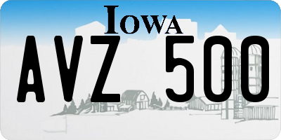 IA license plate AVZ500