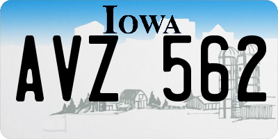 IA license plate AVZ562