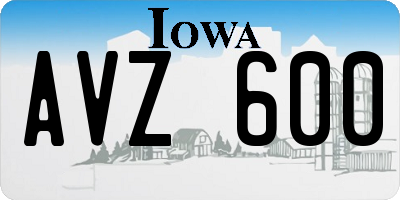IA license plate AVZ600