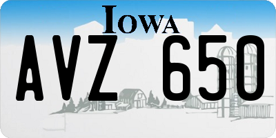 IA license plate AVZ650