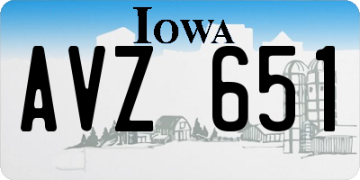 IA license plate AVZ651
