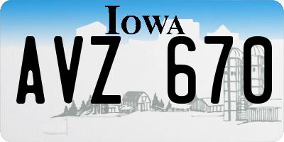 IA license plate AVZ670