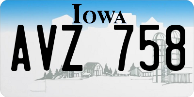 IA license plate AVZ758