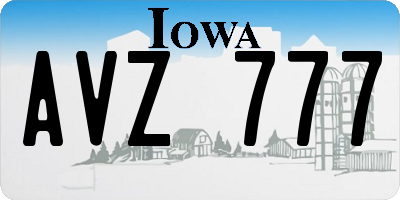 IA license plate AVZ777