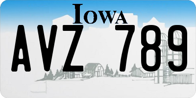 IA license plate AVZ789