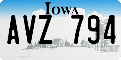 IA license plate AVZ794