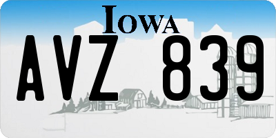 IA license plate AVZ839
