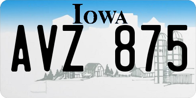 IA license plate AVZ875