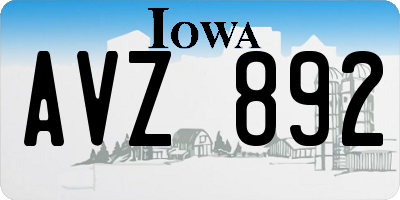 IA license plate AVZ892