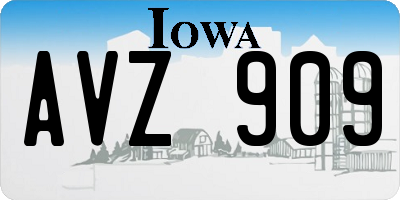 IA license plate AVZ909