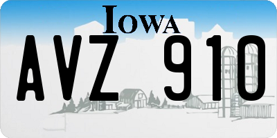 IA license plate AVZ910