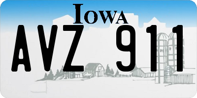 IA license plate AVZ911