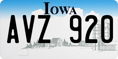 IA license plate AVZ920