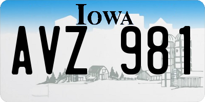IA license plate AVZ981