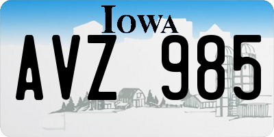 IA license plate AVZ985