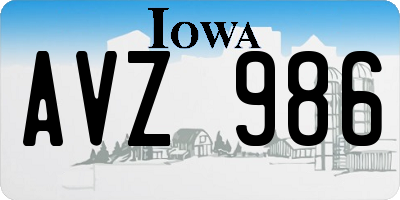 IA license plate AVZ986