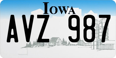 IA license plate AVZ987