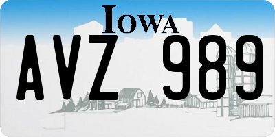 IA license plate AVZ989