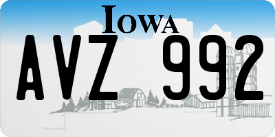 IA license plate AVZ992