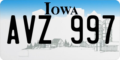 IA license plate AVZ997