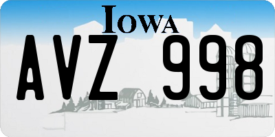IA license plate AVZ998