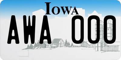 IA license plate AWA000