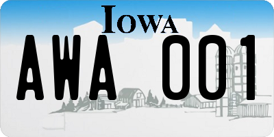 IA license plate AWA001