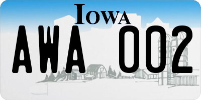 IA license plate AWA002