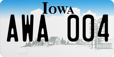 IA license plate AWA004