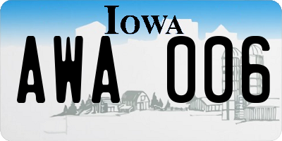 IA license plate AWA006