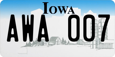 IA license plate AWA007
