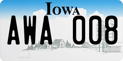 IA license plate AWA008