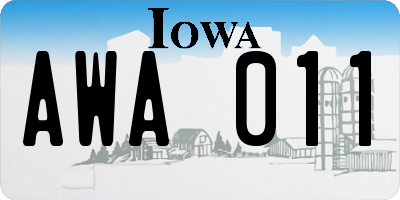 IA license plate AWA011