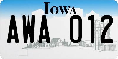 IA license plate AWA012