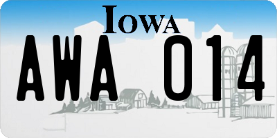 IA license plate AWA014