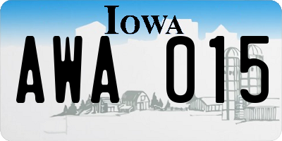 IA license plate AWA015