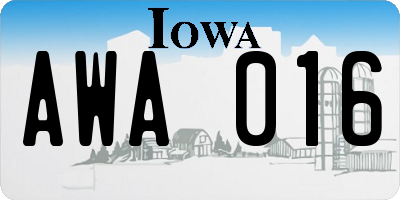 IA license plate AWA016