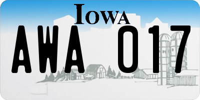 IA license plate AWA017