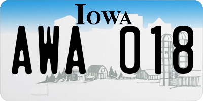 IA license plate AWA018