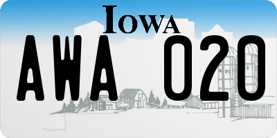 IA license plate AWA020