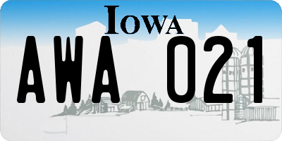 IA license plate AWA021