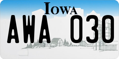 IA license plate AWA030