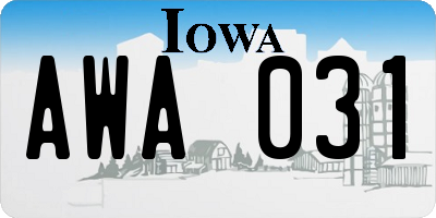 IA license plate AWA031