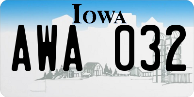 IA license plate AWA032
