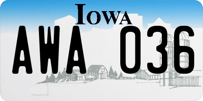 IA license plate AWA036