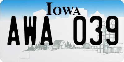 IA license plate AWA039