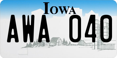 IA license plate AWA040